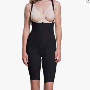 MARENA COMPRESSION FAJA WITH SUSPENDERS MID THIGH LENGTH (BLACK)